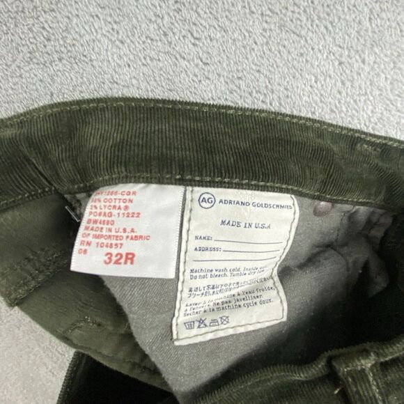 Adrianio Goldschmied Stevie Pants Womens 32 Olive Green Corduroy Slim Straight - Picture 15 of 16